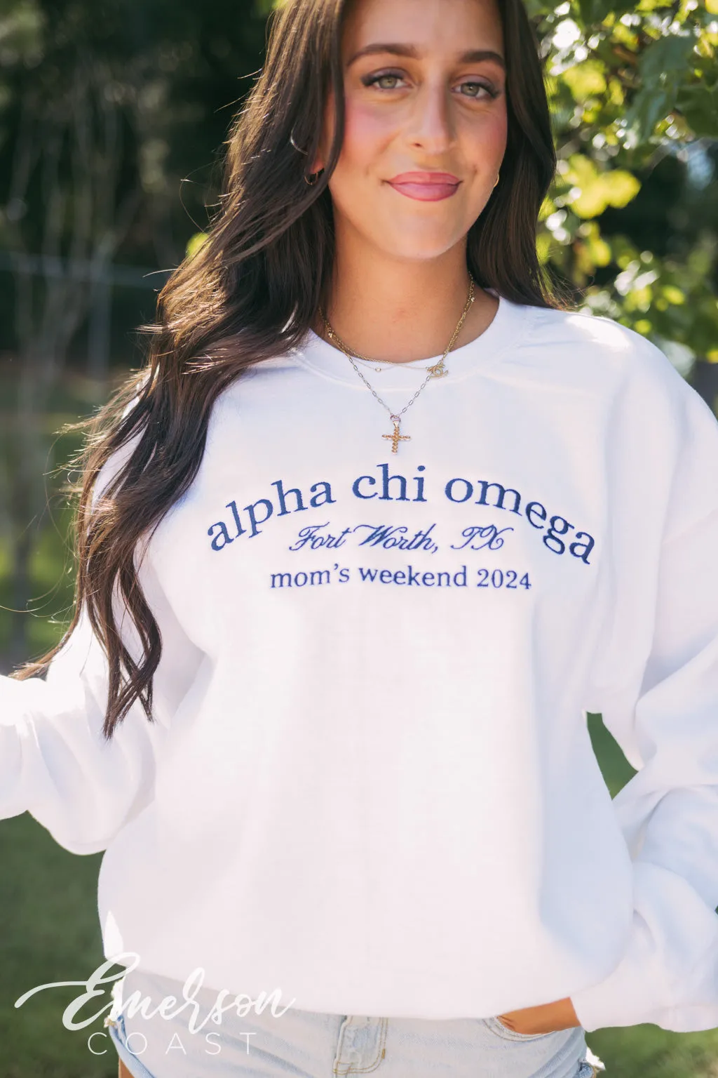 Alpha Chi Omega Embroidered Mom's Weekend Sweatshirt