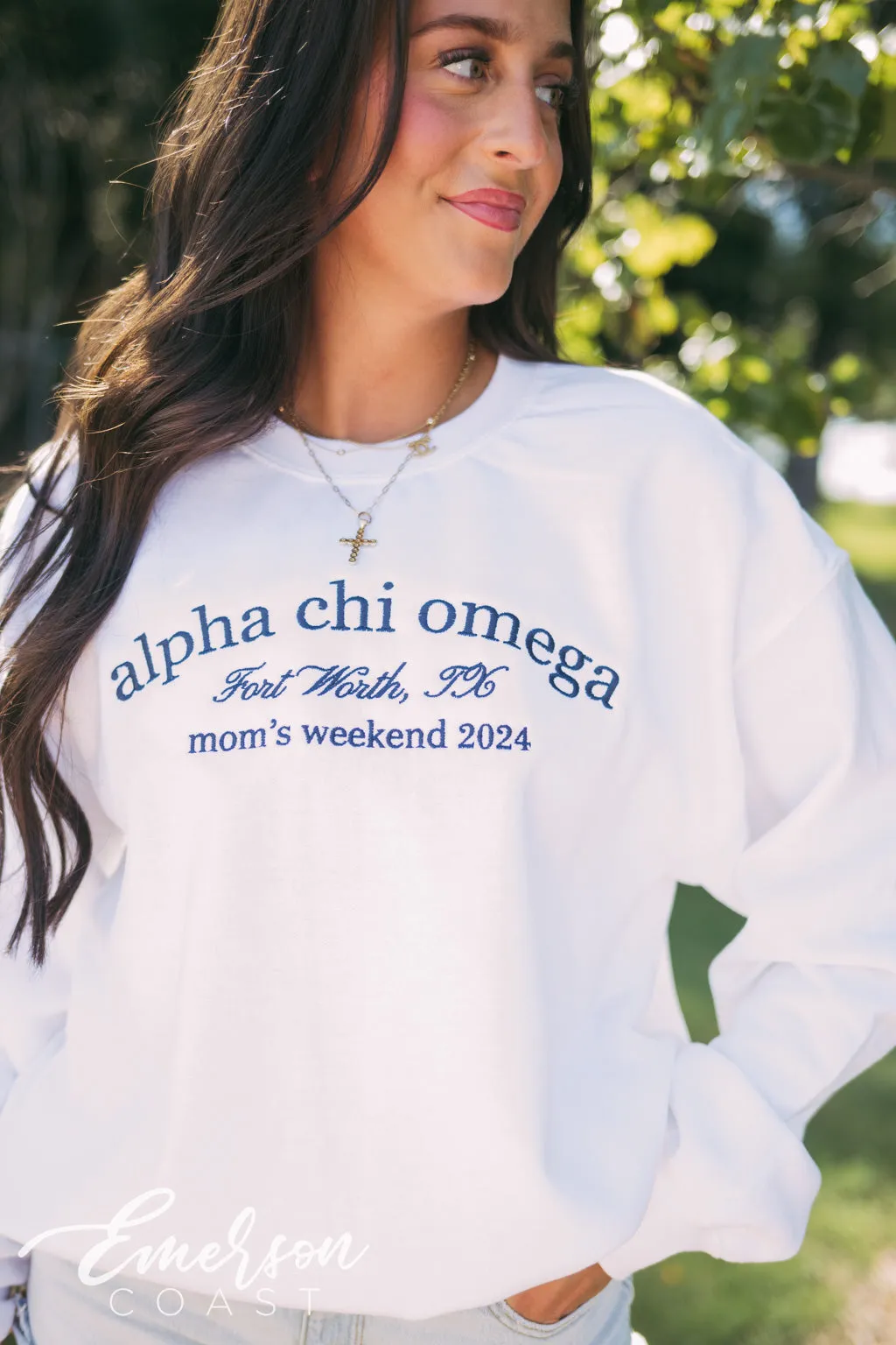 Alpha Chi Omega Embroidered Mom's Weekend Sweatshirt