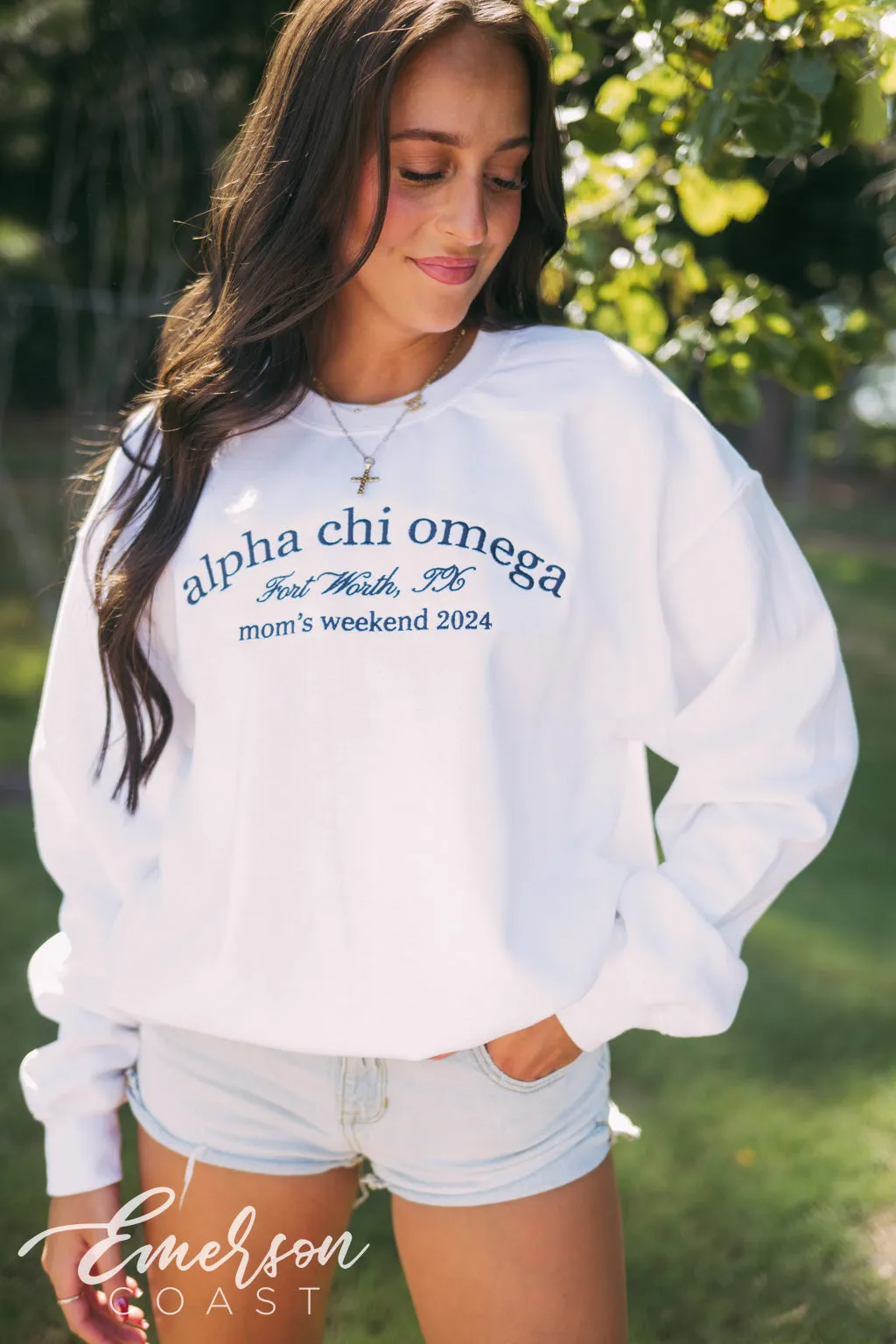 Alpha Chi Omega Embroidered Mom's Weekend Sweatshirt