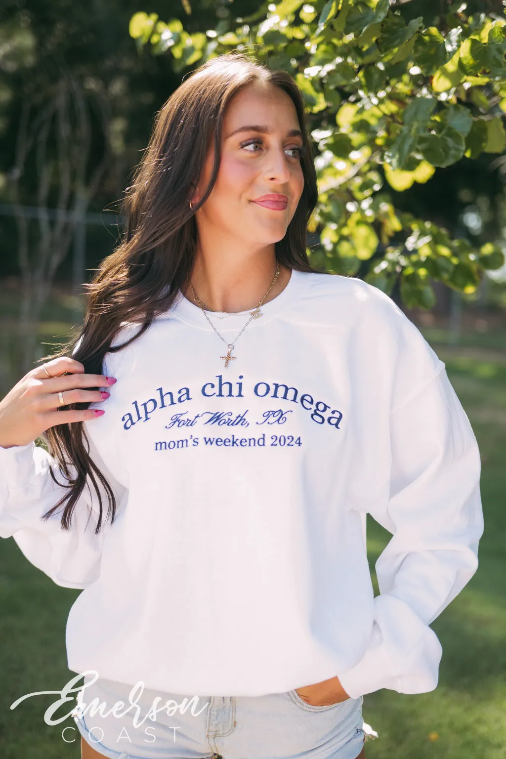 Alpha Chi Omega Embroidered Mom's Weekend Sweatshirt