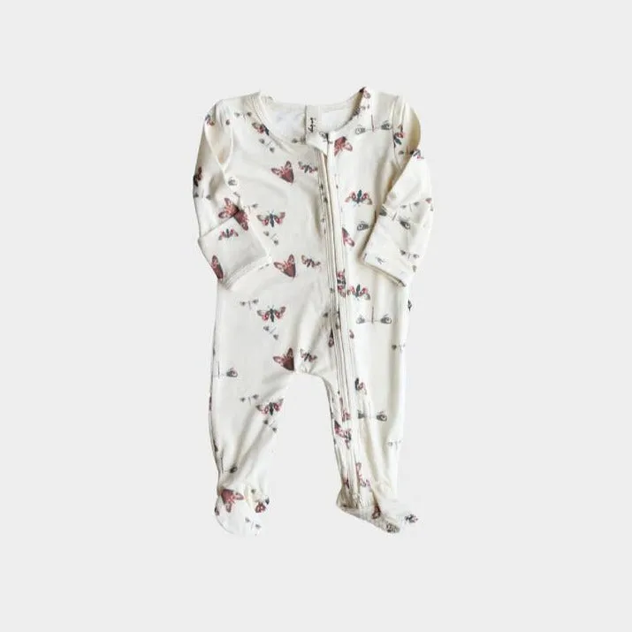 Babysprouts Footie Romper with Zipper in Butterflies