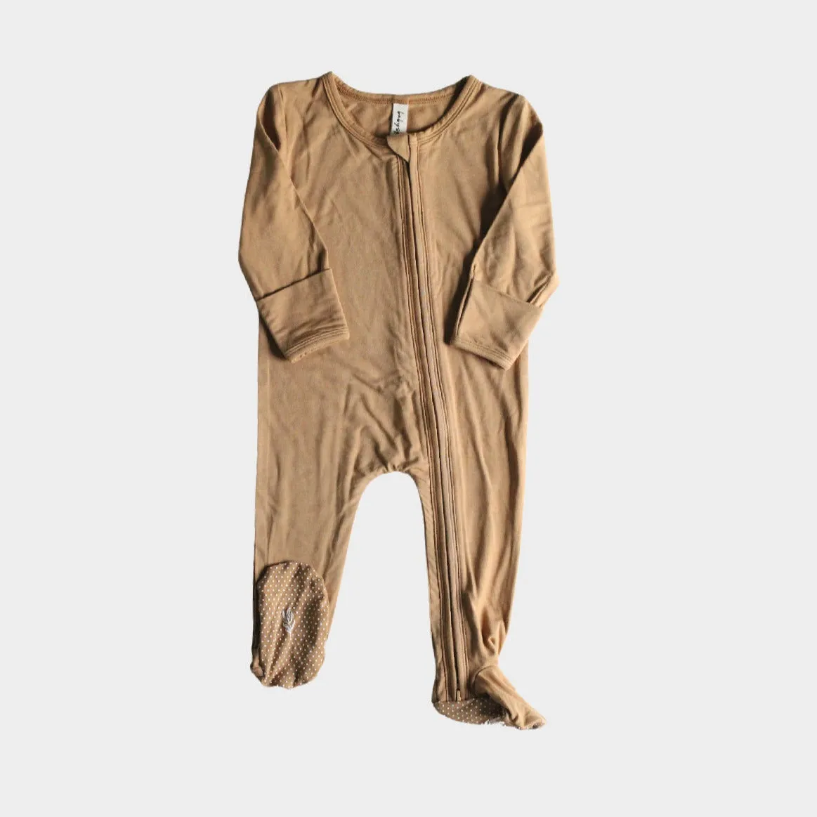 Babysprouts Footie Romper with Zipper in Camel