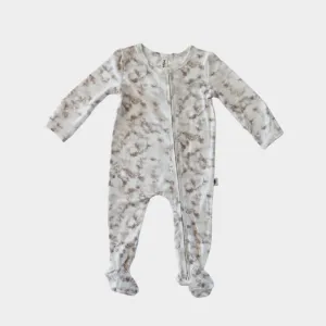 Babysprouts Footie Romper with Zipper in Taupe Tie Dye