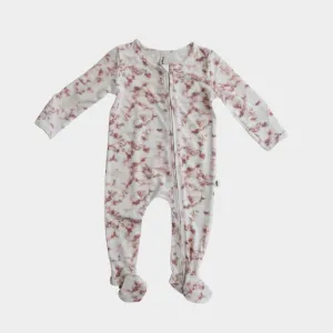 Babysprouts Footie Romper with Zipper in Tie Dye Rose
