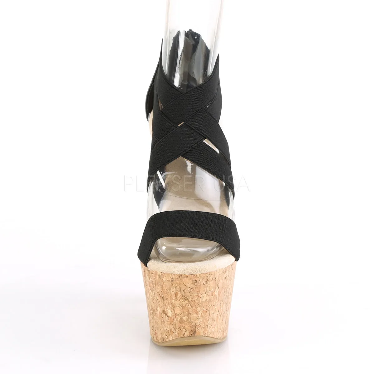 BEAU-669  Black Elastic Band-Faux Le/Cork Wrapped