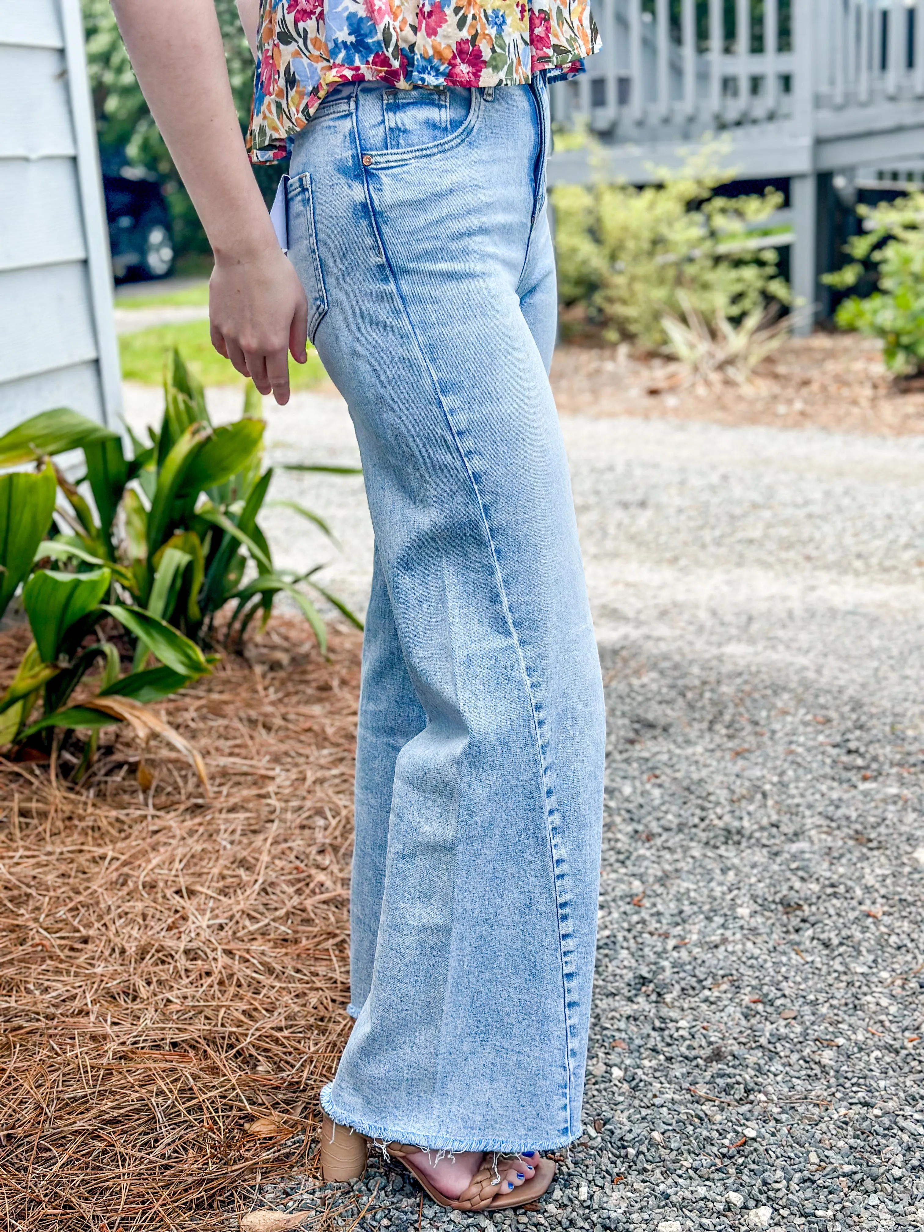 Beth Light Blue High Rise Wide Leg Jeans