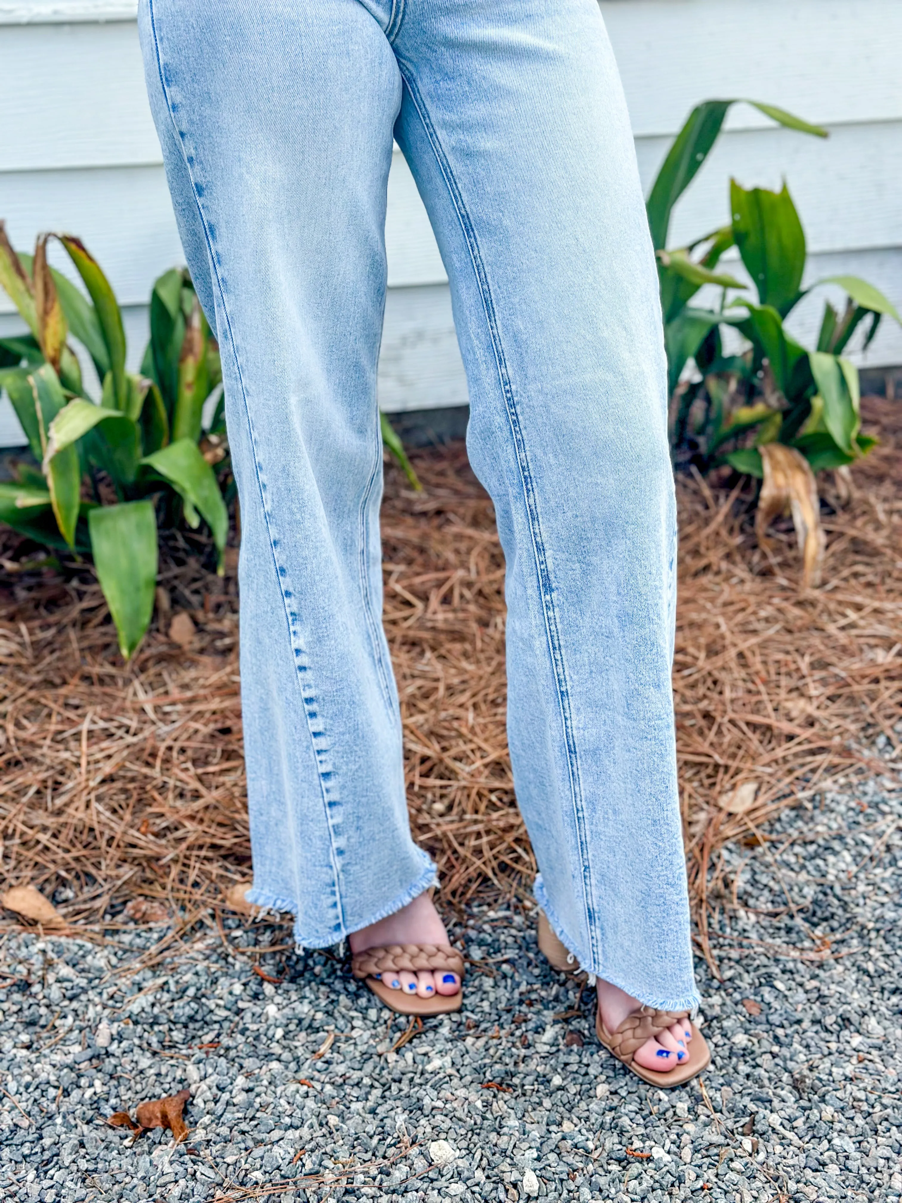 Beth Light Blue High Rise Wide Leg Jeans