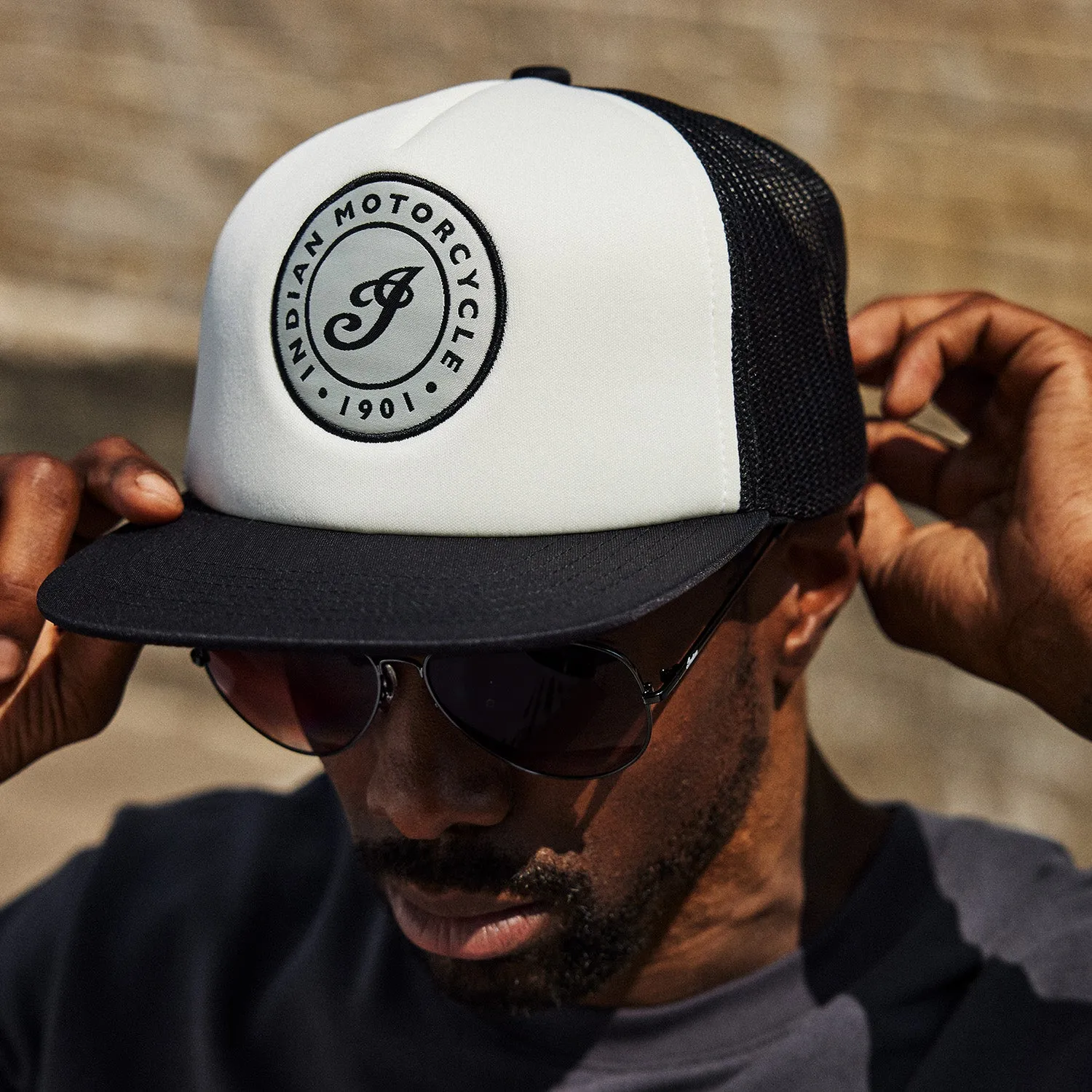 Black And White I Script Flat Peak Cap, Multi