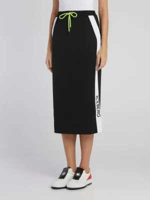 Black Logo Tape Drawstring Pencil Skirt