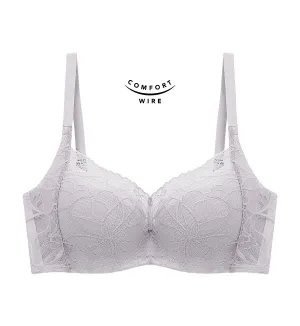 Body Make Up Illusion Lace Wired Half Cup Padded Bra