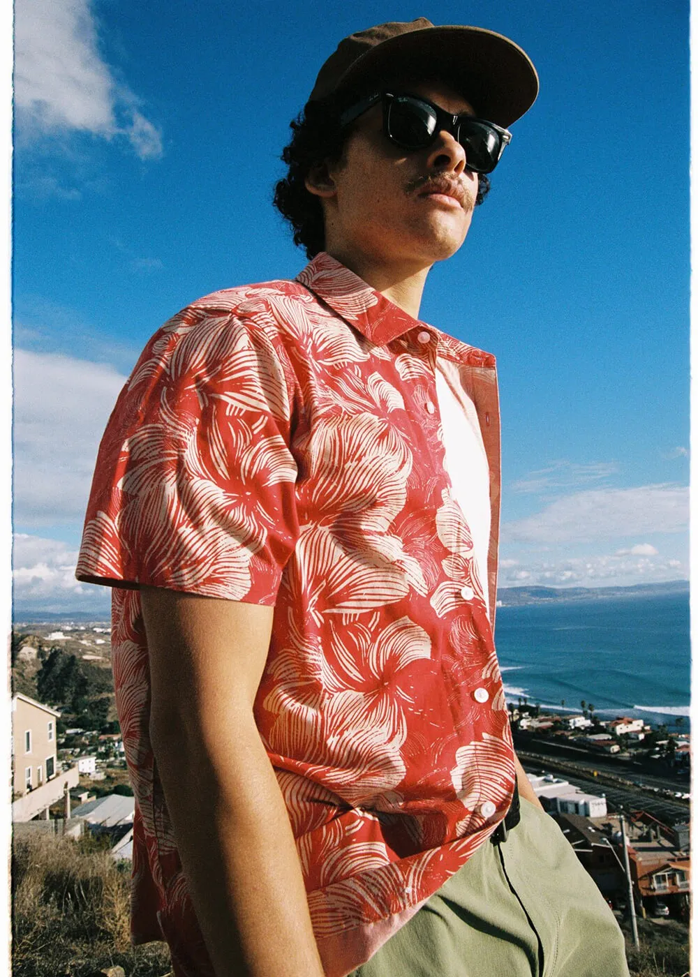 Brixton Men Charter Floral Print Shirt Red