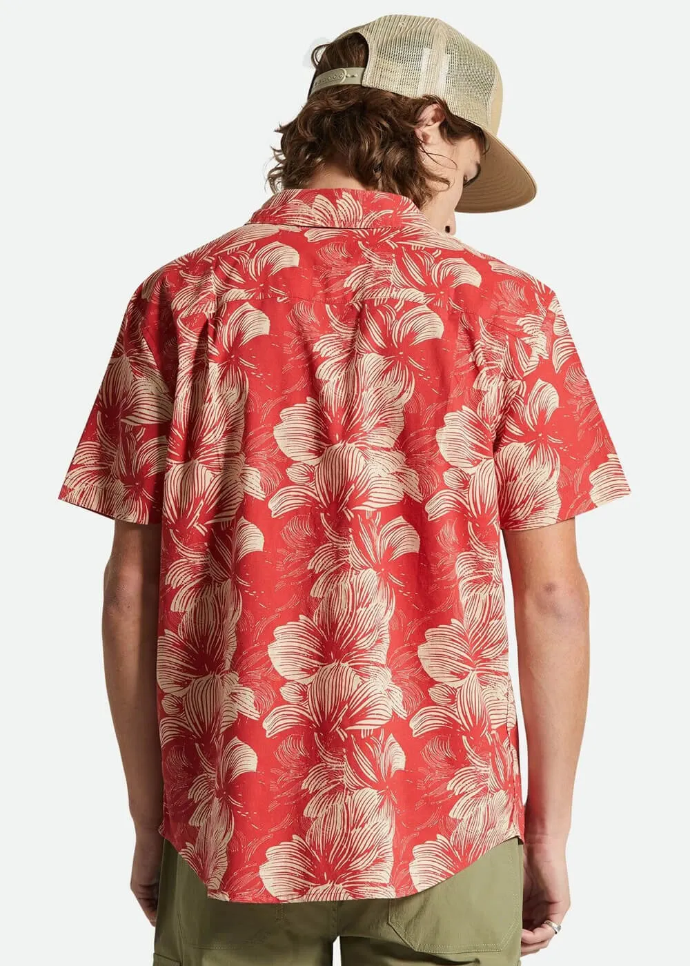 Brixton Men Charter Floral Print Shirt Red