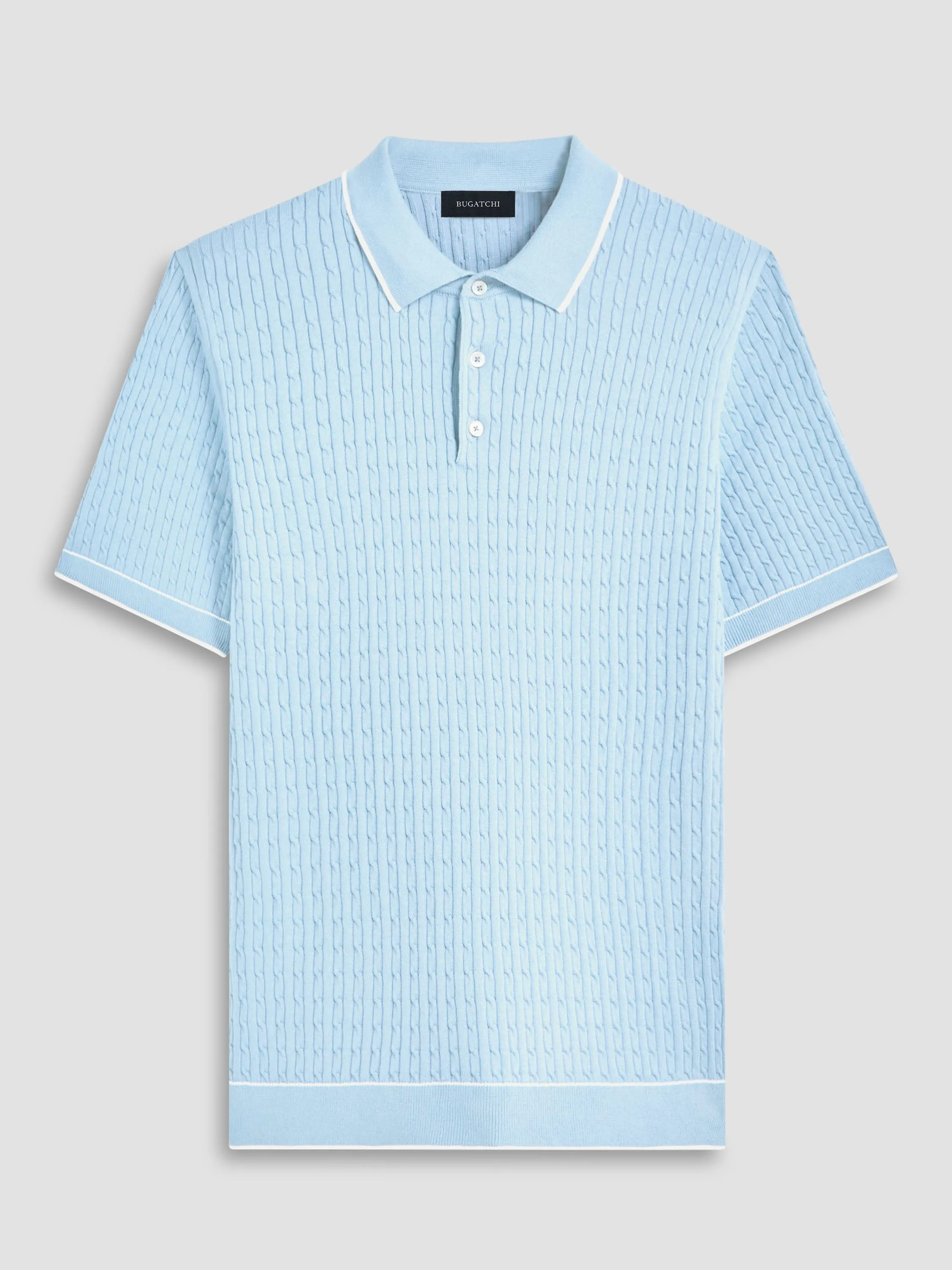 Bugatchi 3 Button Sweater Polo - Sky