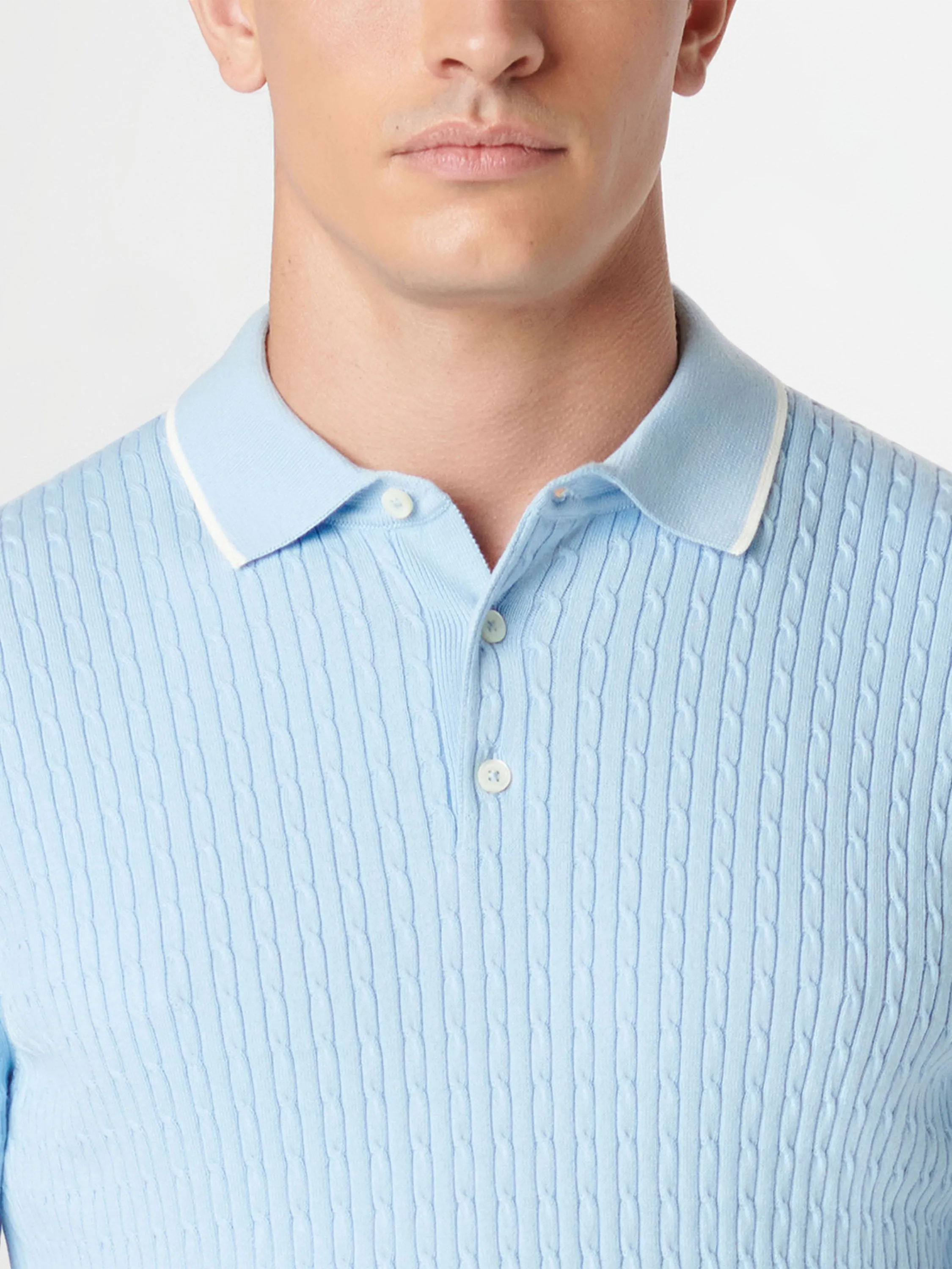 Bugatchi 3 Button Sweater Polo - Sky