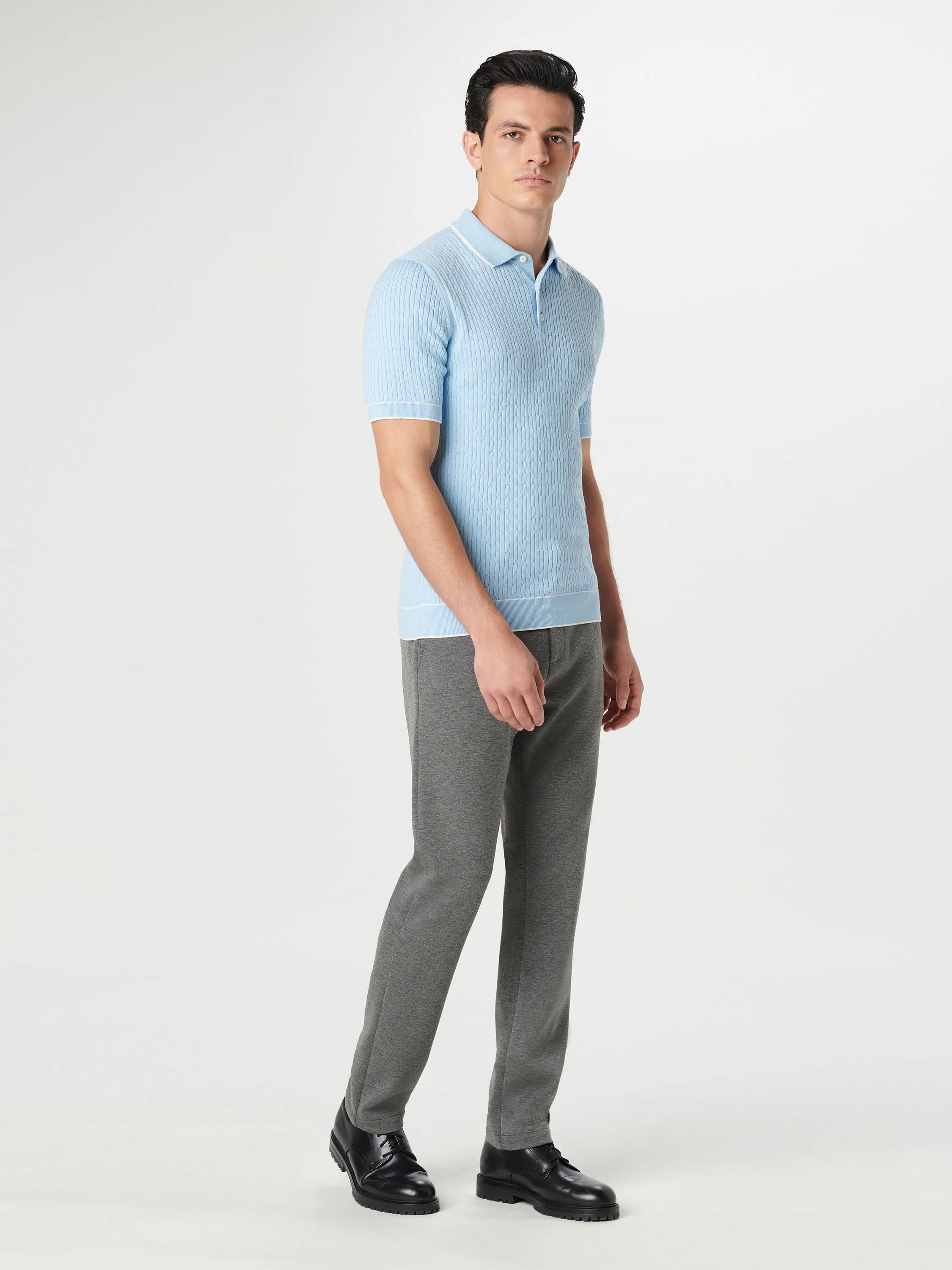 Bugatchi 3 Button Sweater Polo - Sky