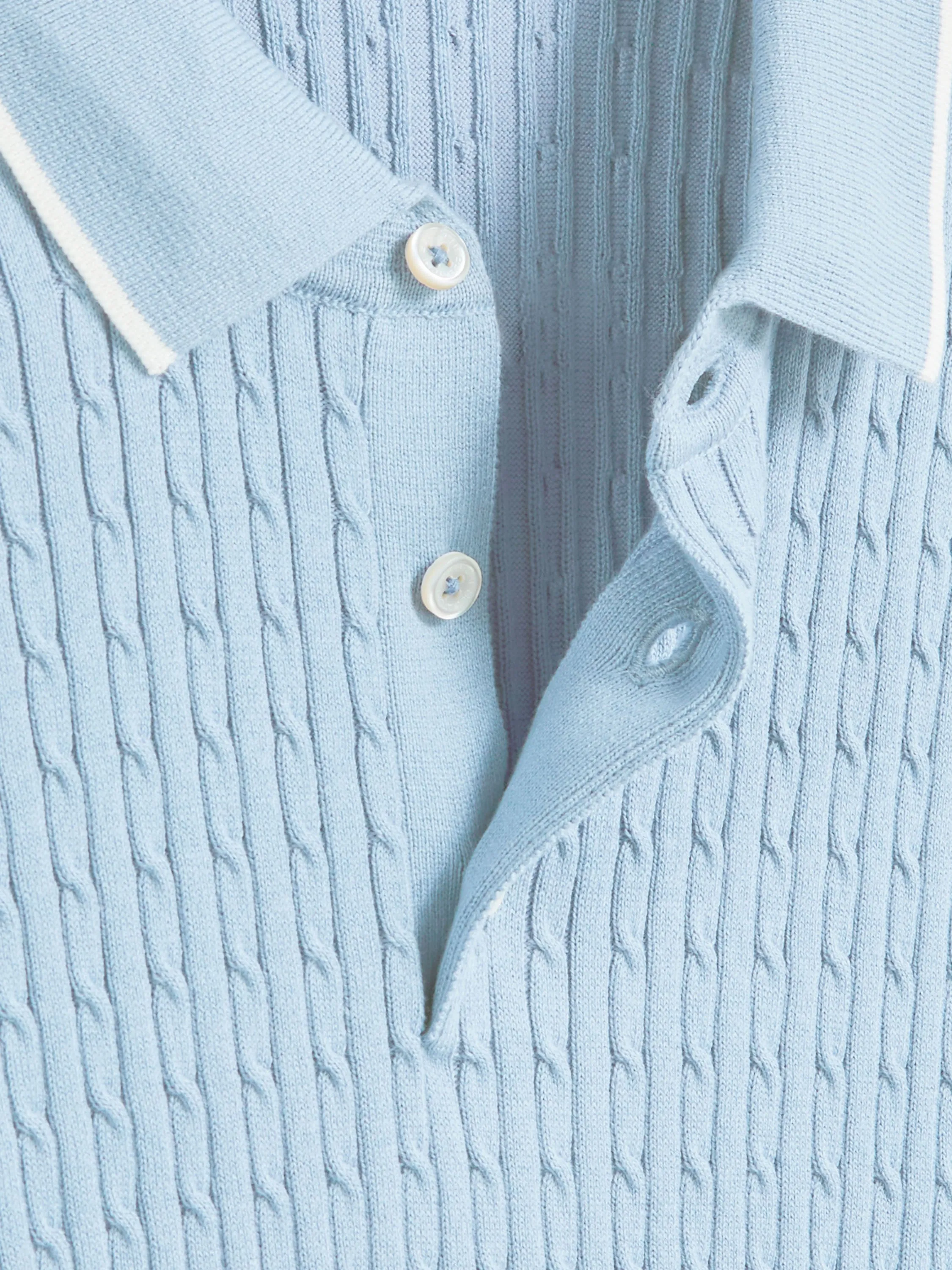 Bugatchi 3 Button Sweater Polo - Sky