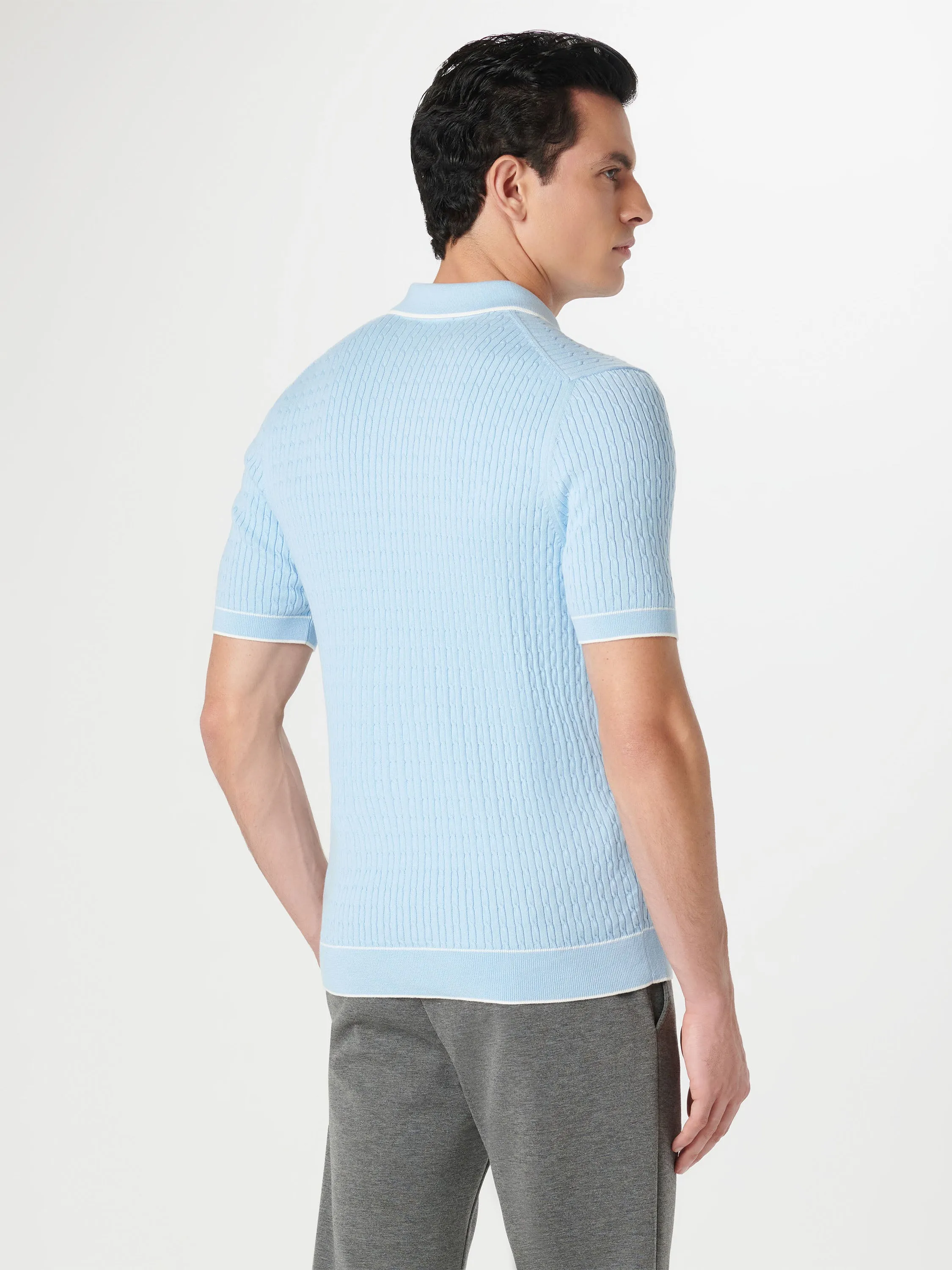 Bugatchi 3 Button Sweater Polo - Sky