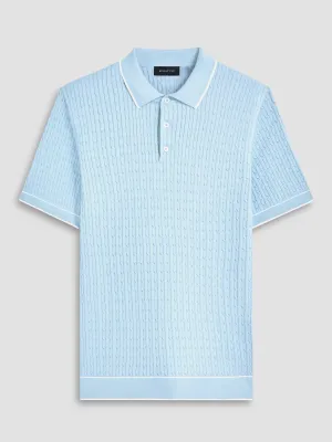 Bugatchi 3 Button Sweater Polo - Sky
