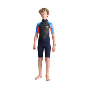 C-Skins Junior Element 3/2mm Shortie -Slate Navy/Flo Red/Blue Tie