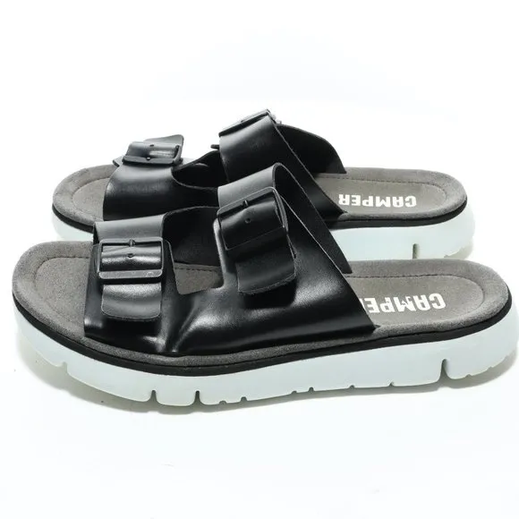 Camper Oruga Black Leather Slip-on Platform Sandal Size Women's EU40