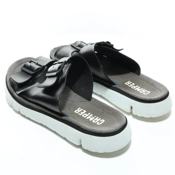 Camper Oruga Black Leather Slip-on Platform Sandal Size Women's EU40