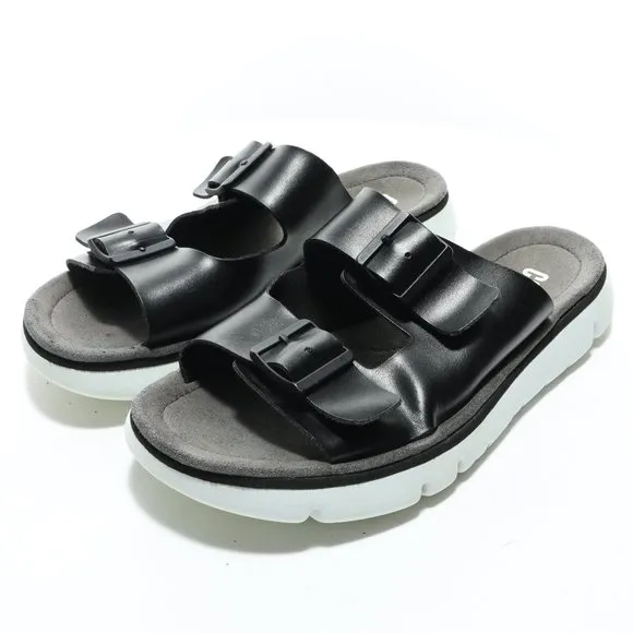 Camper Oruga Black Leather Slip-on Platform Sandal Size Women's EU40