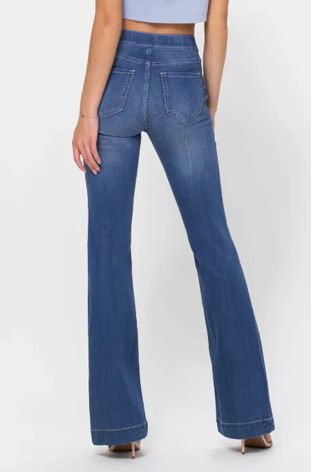 Cello Lady Mid Rise Flare Pull On Jeans