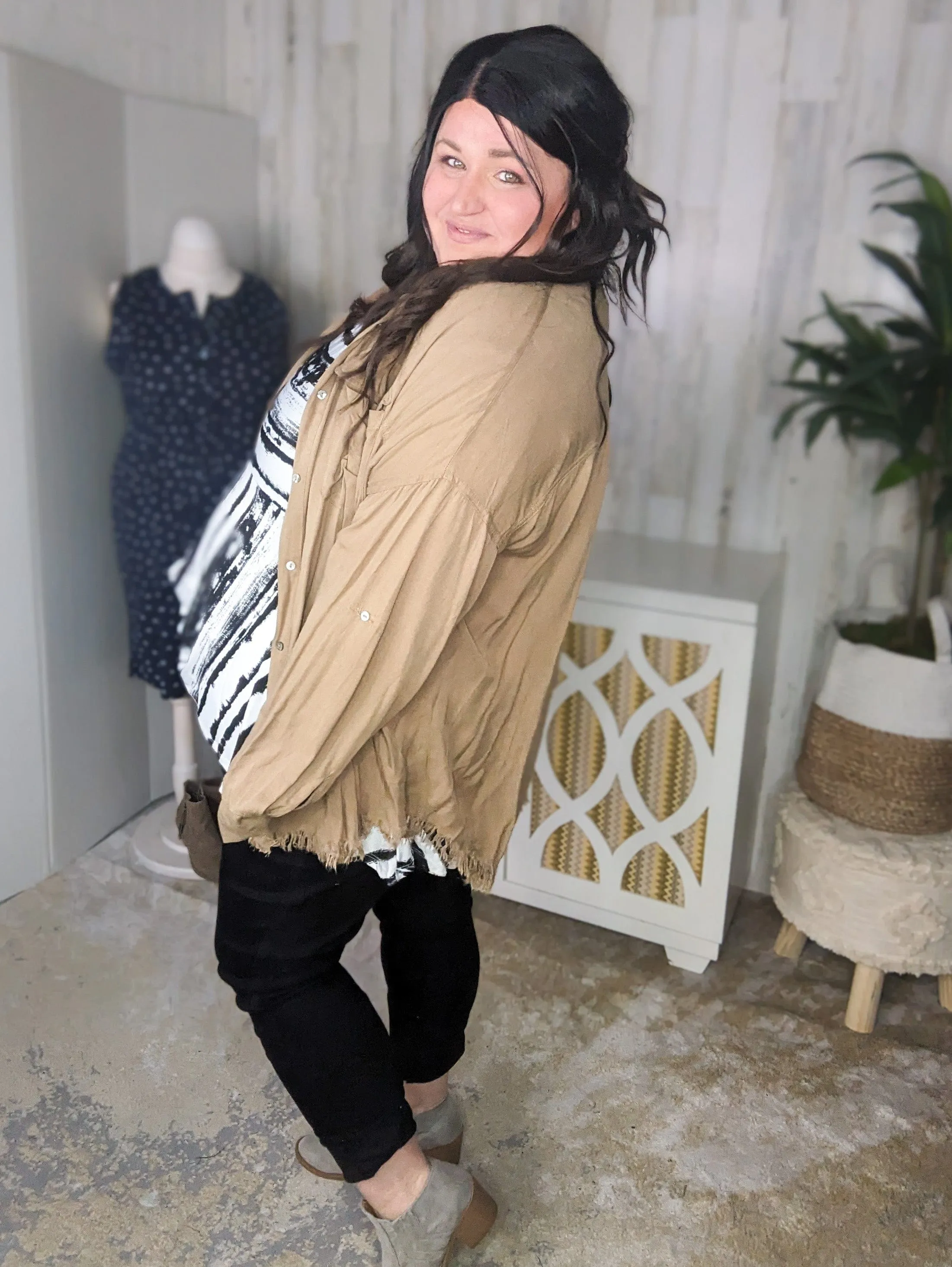 Charlene Fringe Bottom Lightest Buttondown (4 colors)