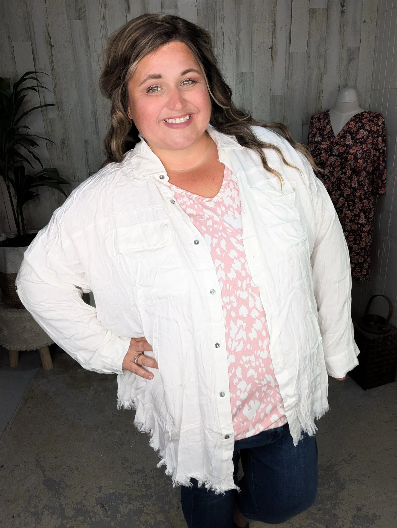 Charlene Fringe Bottom Lightest Buttondown (4 colors)