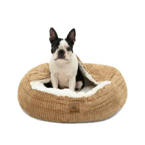 Charlie's Snookie Hooded Corduroy Calming Dog Bed Terracotta Large