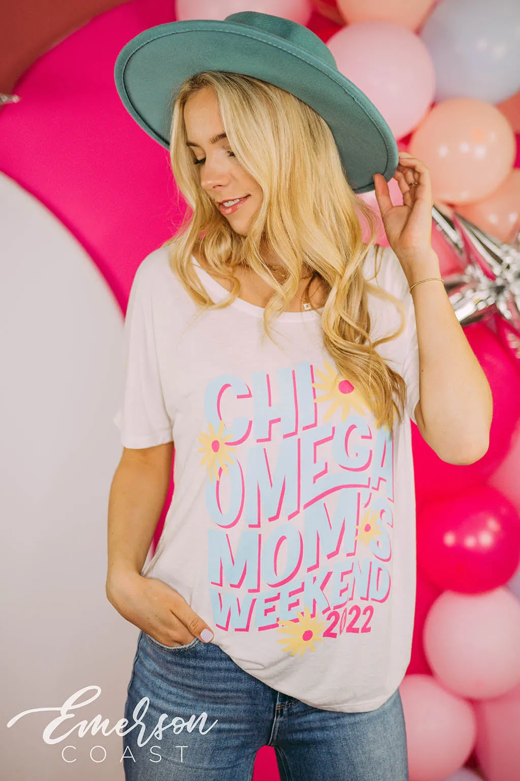 Chi Omega Floral Moms Weekend Slouchy Tee
