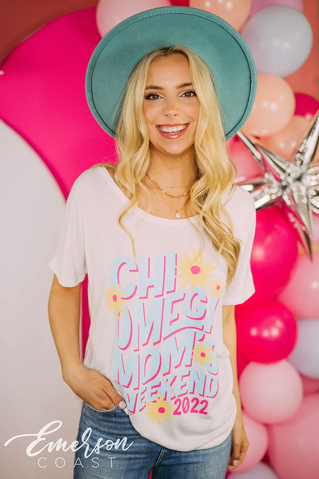 Chi Omega Floral Moms Weekend Slouchy Tee