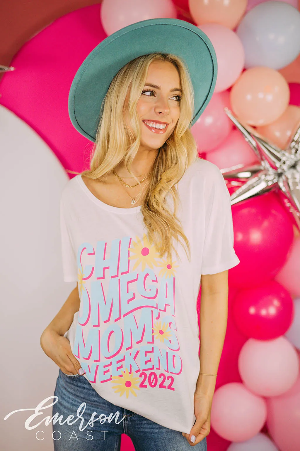Chi Omega Floral Moms Weekend Slouchy Tee