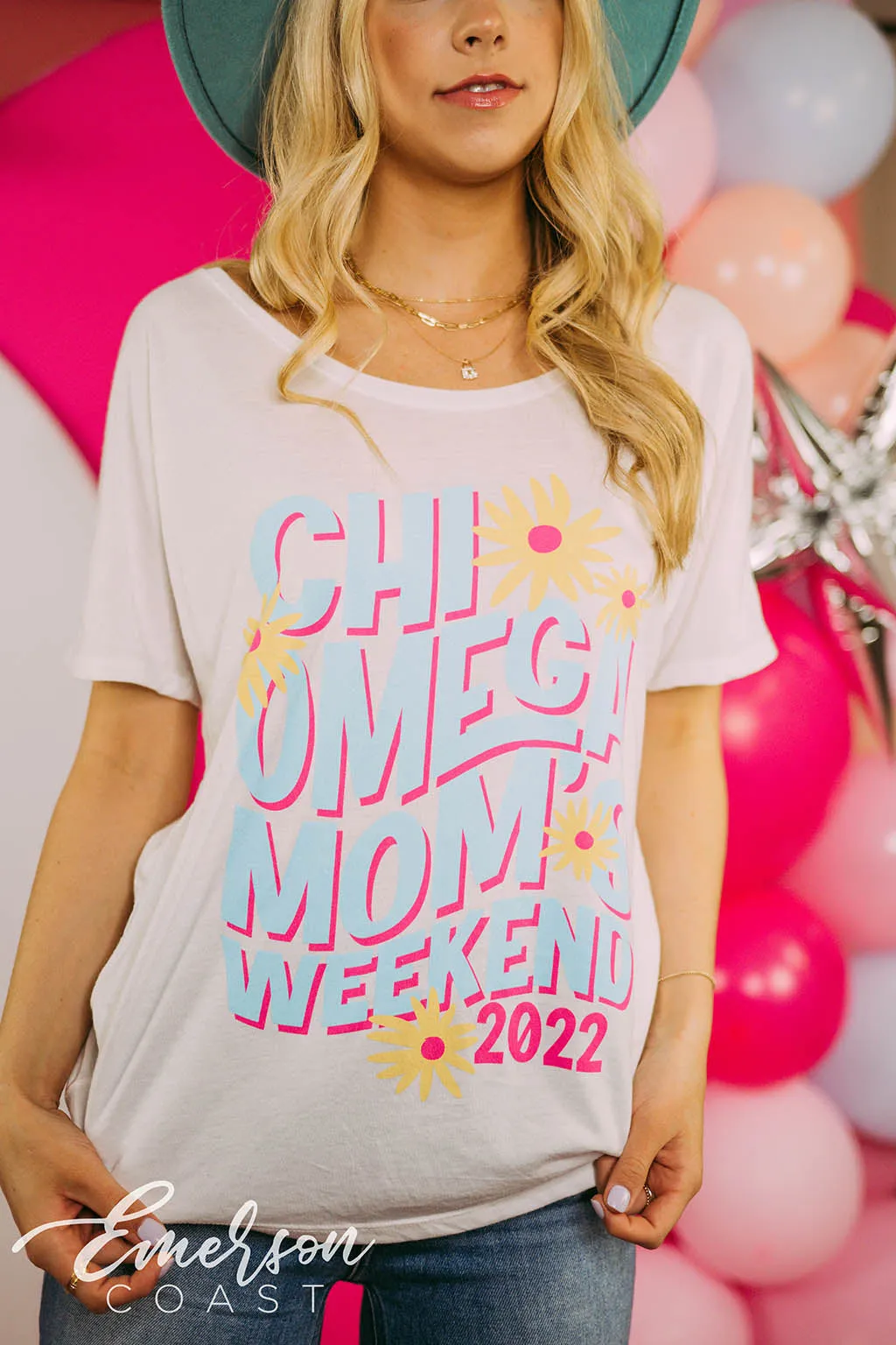 Chi Omega Floral Moms Weekend Slouchy Tee