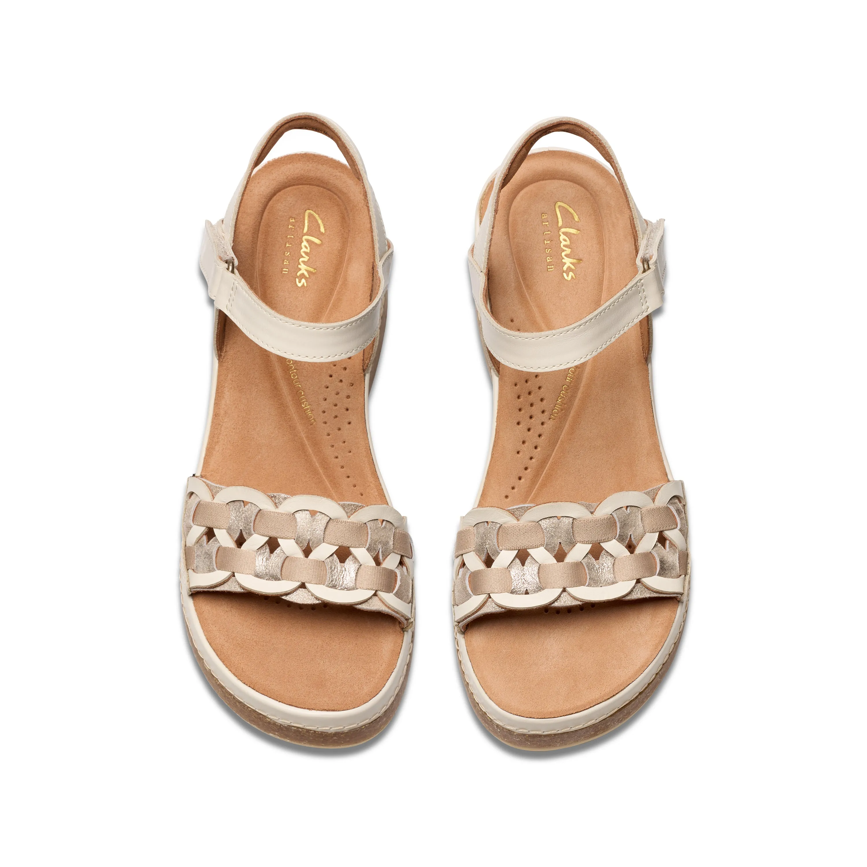 Clarks Women's Kassanda Bar Wedge Sandal - Creme Multi