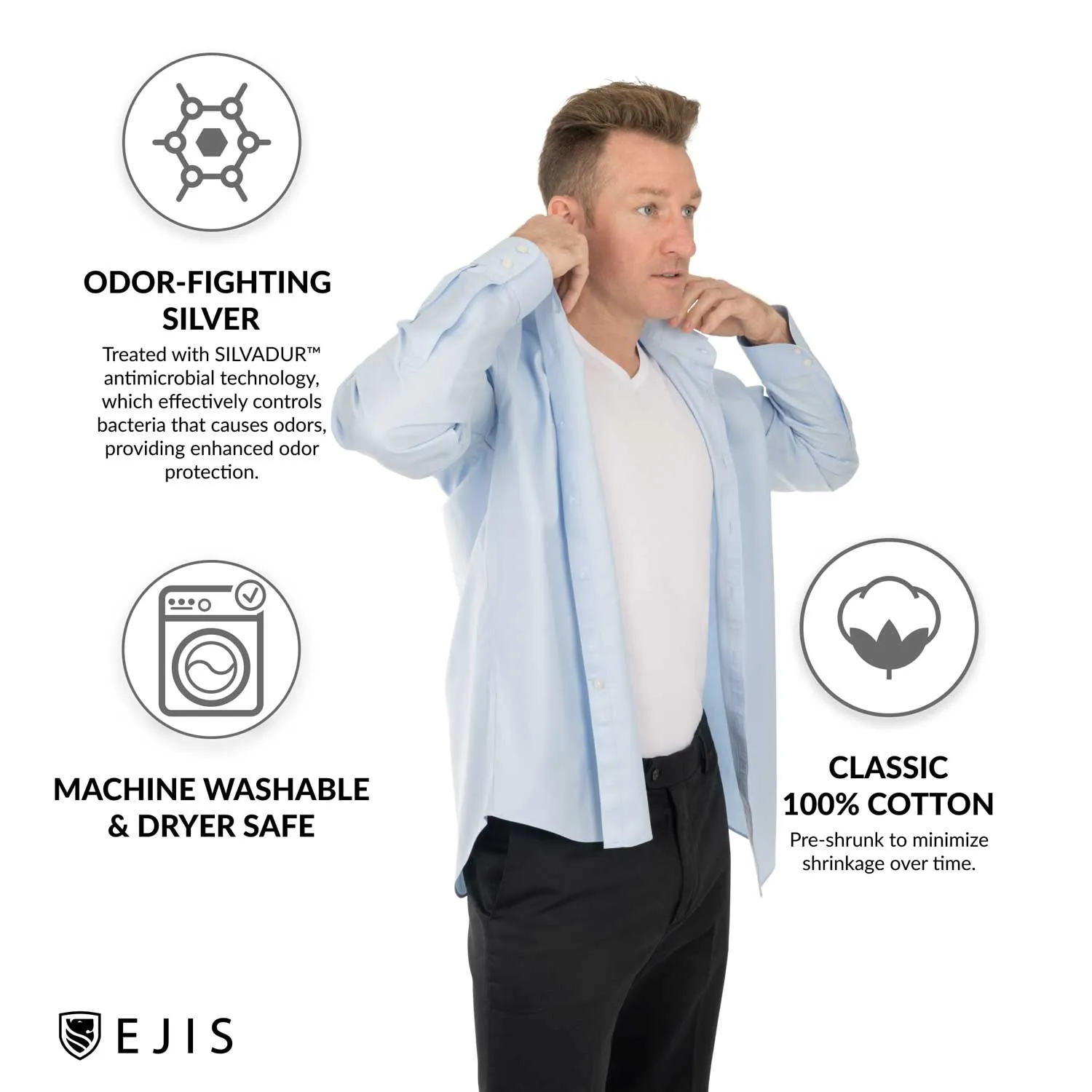 Crew Neck Cotton Sweat Proof Undershirt For Men - Grey 6-Pack