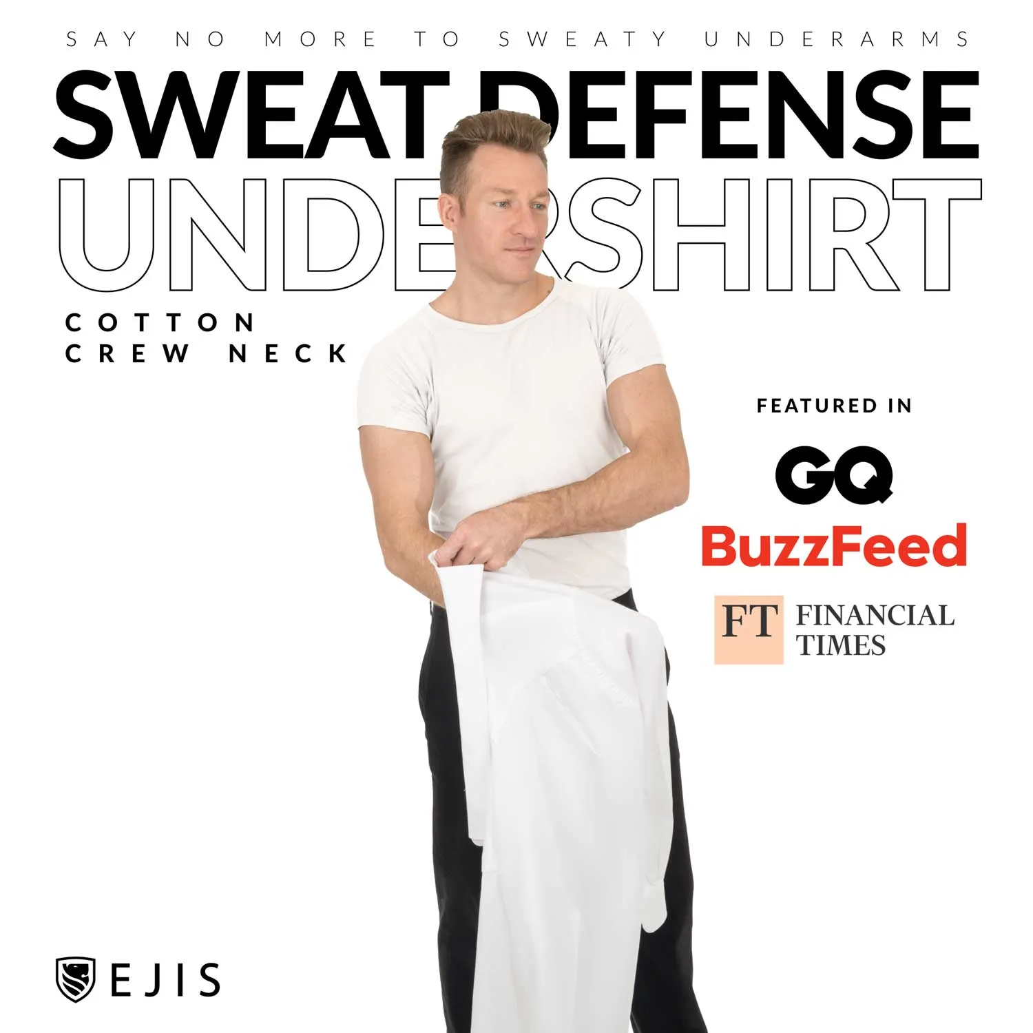 Crew Neck Cotton Sweat Proof Undershirt For Men - Mix 9-Pack (5x White, 4x Black)
