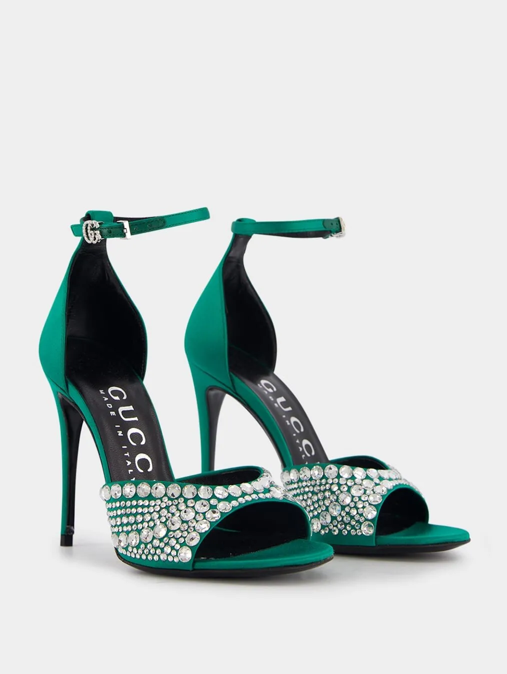 Crystal Satin High Heel Sandals