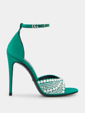 Crystal Satin High Heel Sandals