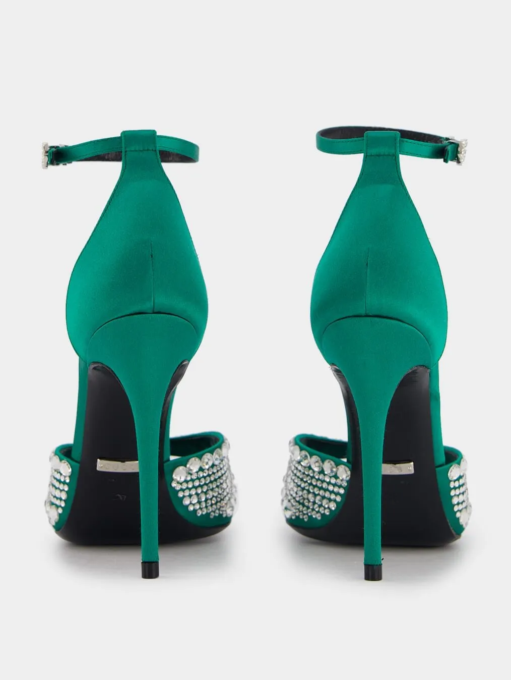 Crystal Satin High Heel Sandals
