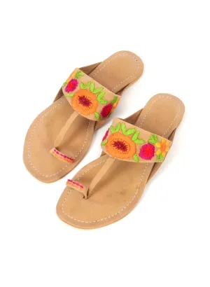 Daisy Floral Embroidery Sandal