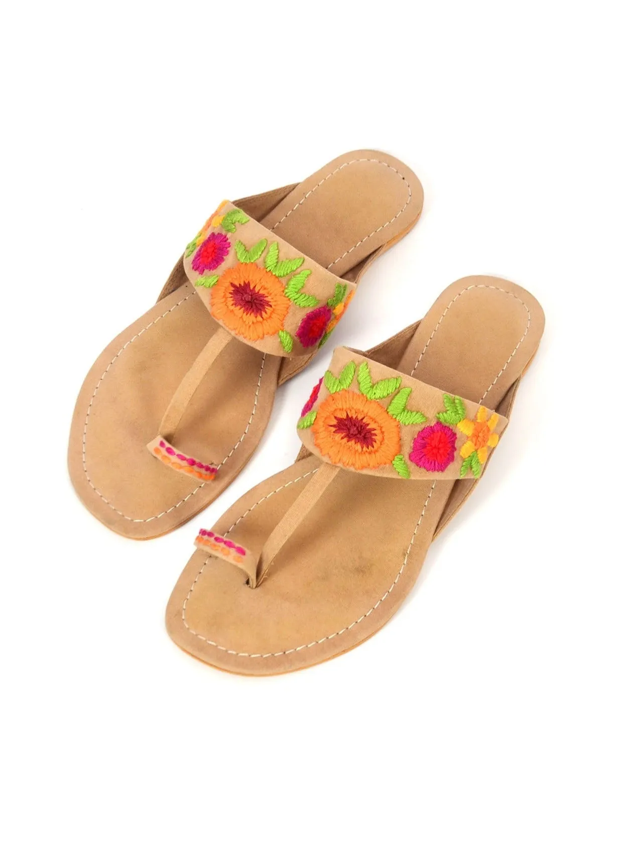Daisy Floral Embroidery Sandal