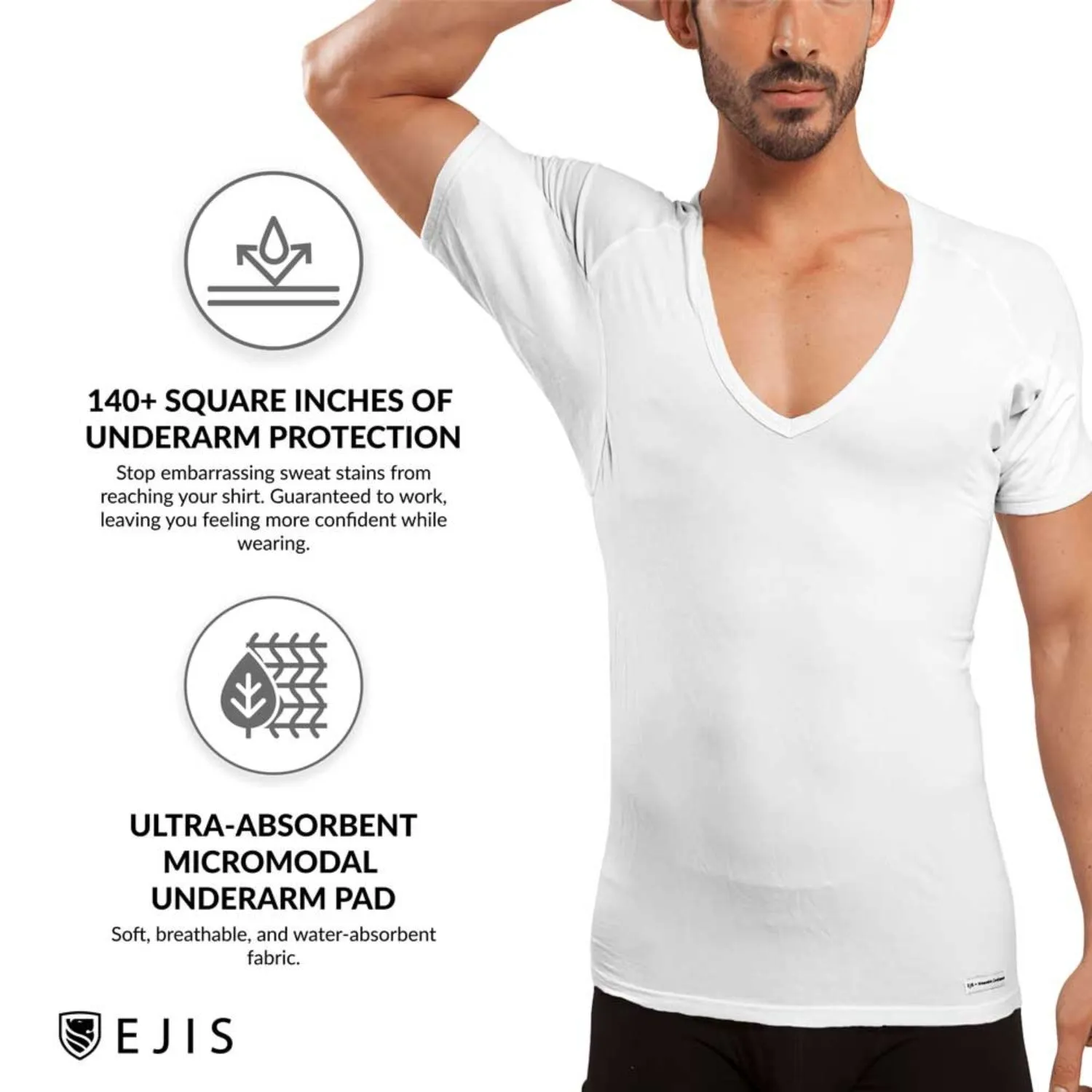 Deep V Micro Modal Sweat Proof Undershirt For Men - Grey 3-Pack
