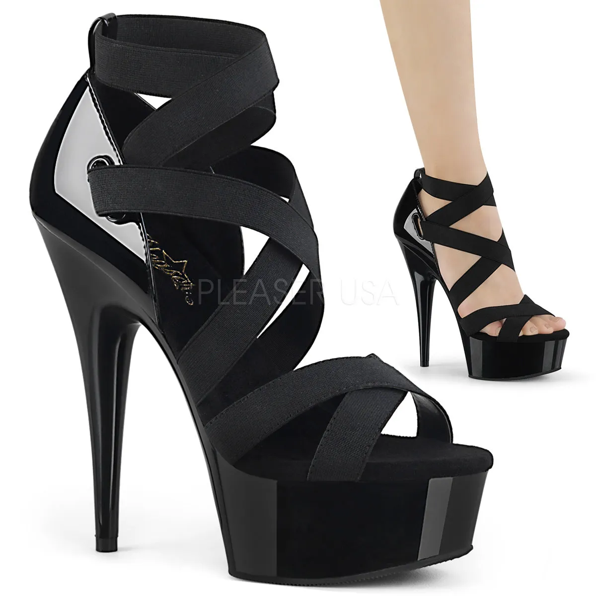 DELIGHT-657  Black Elastic Band-Patent/Black