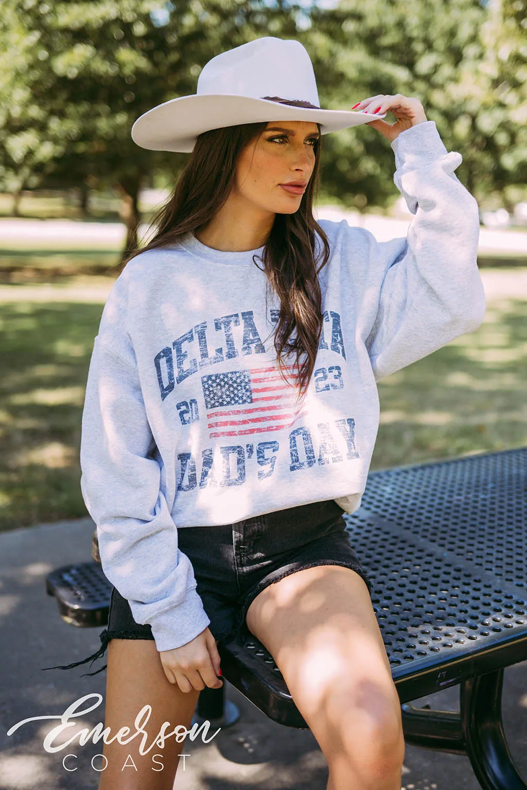 Delta Zeta Dad's Day Flag Crewneck