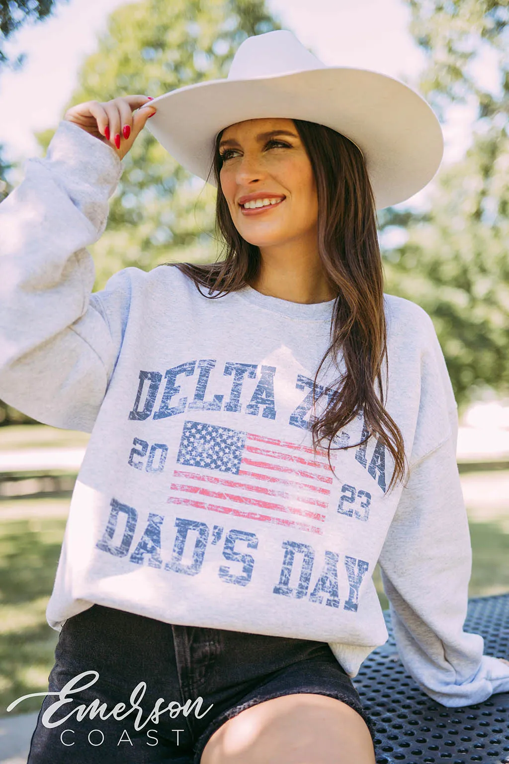 Delta Zeta Dad's Day Flag Crewneck