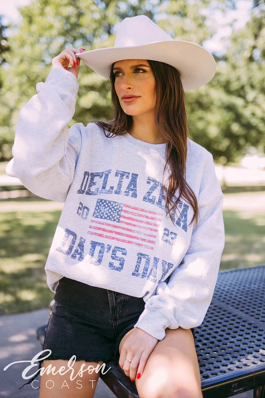 Delta Zeta Dad's Day Flag Crewneck