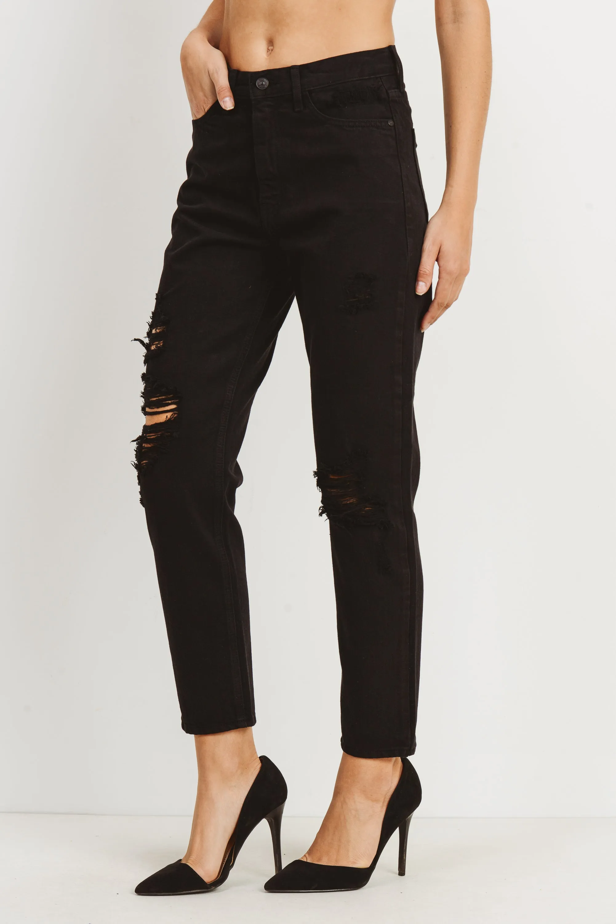 Denim Distressed Mom Jean
