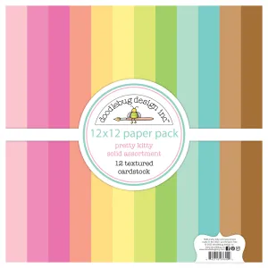 Doodlebug - Pretty Kitty - 12x12 Textured Cardstock Assortment Pack / 7640