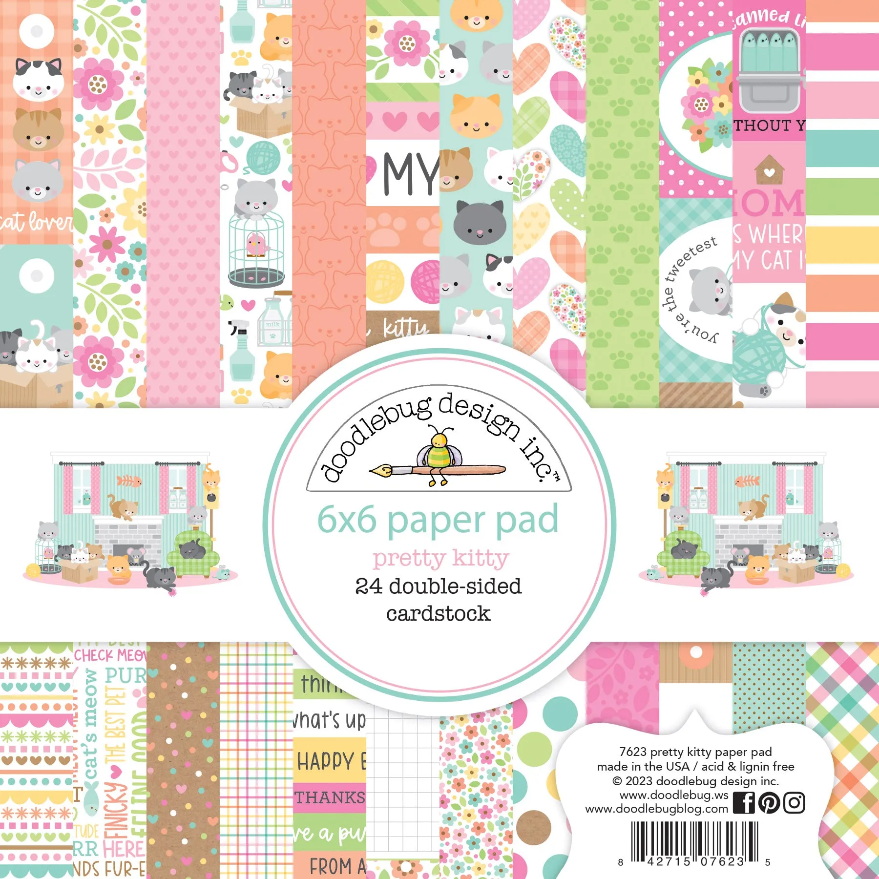 Doodlebug - Pretty Kitty - 6x6 Paper Pad / 7623